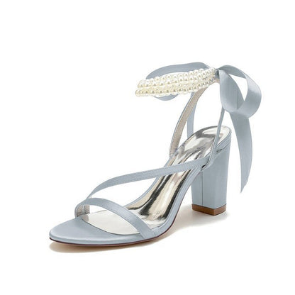 Pearl Open Toe Ankle Strap High Heels