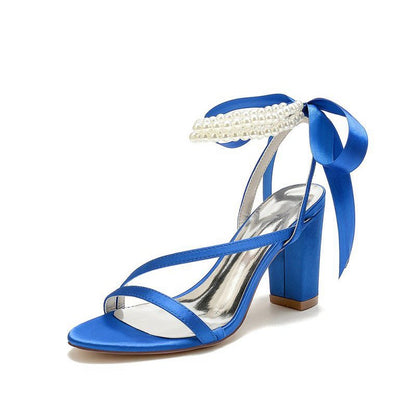 Pearl Open Toe Ankle Strap High Heels