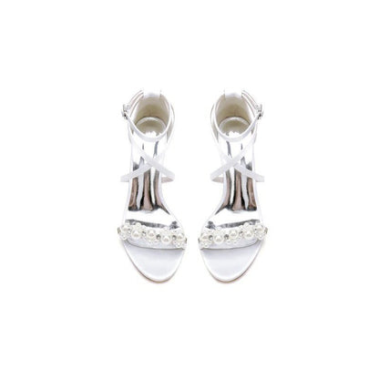 Open Toe Beaded Cross Strap High Heels