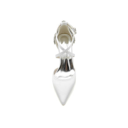 Pointed Toe Cross Strap With Rhinestones Stiletto Heels