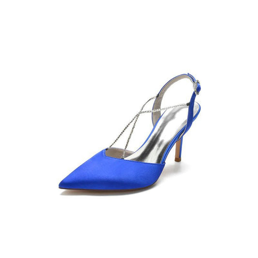 Pointed Toe Crystal Ankle Strap Stiletto Heels