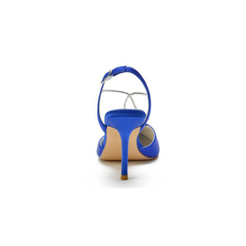 Pointed Toe Crystal Ankle Strap Stiletto Heels