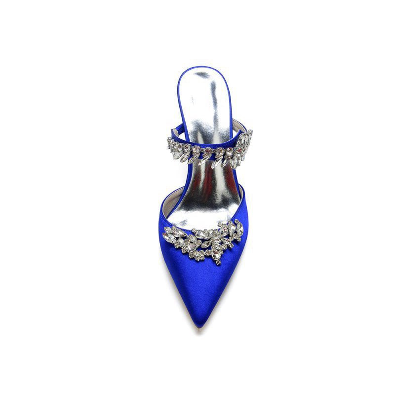 Pointed Toe Crystal Flower Strap Stiletto Heel