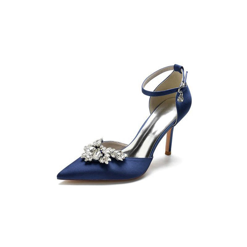 Pointed Toe Crystal Party Ankle Strap Heels Shoes