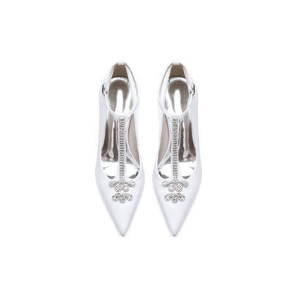 Party Pointed Toe Crystal Strap High Heels Shoes