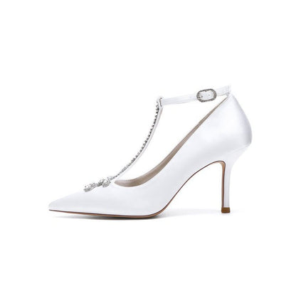 Party Pointed Toe Crystal Strap High Heels Shoes