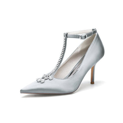 Party Pointed Toe Crystal Strap High Heels Shoes