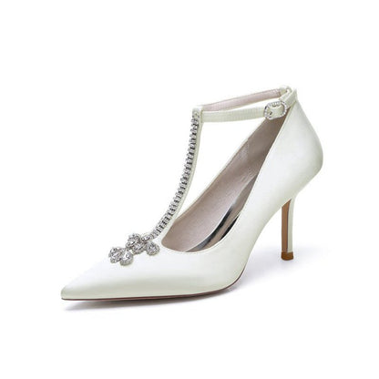 Party Pointed Toe Crystal Strap High Heels Shoes