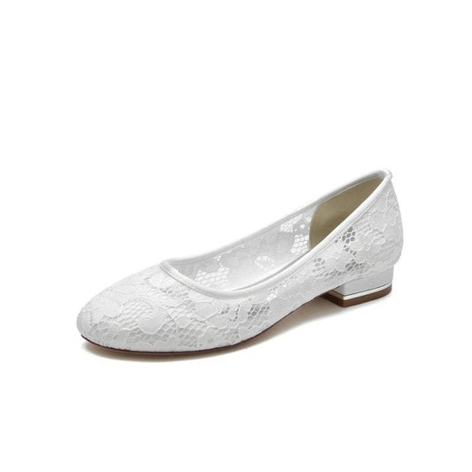 Lace Open Toe Flats Bridal Shoes