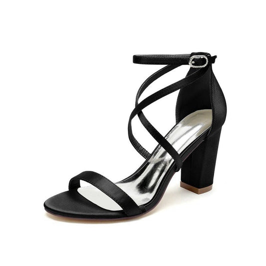 Simple Open Toe Cross Strap High Heels