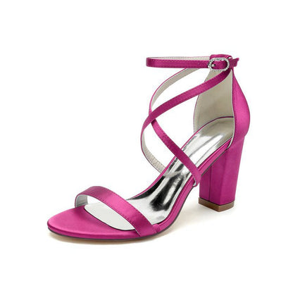Simple Open Toe Cross Strap High Heels