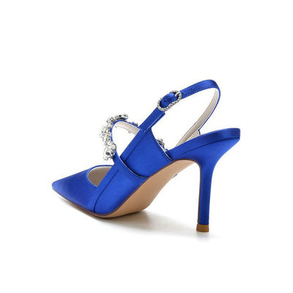 Pointed Toe Stiletto Heels with Rhinestone Strap