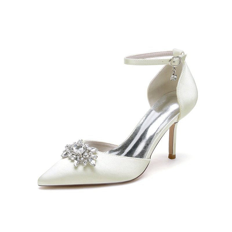 Pointed Toe with Rhinestone Flower
