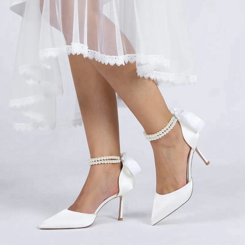 Pointed Toe Party Shoes with Ribbon Tie