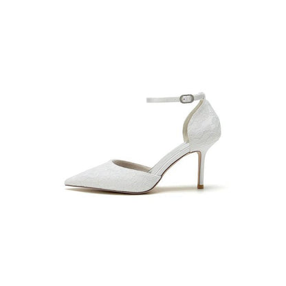 Pointed Toe Bridal Heels with Ankle Strap