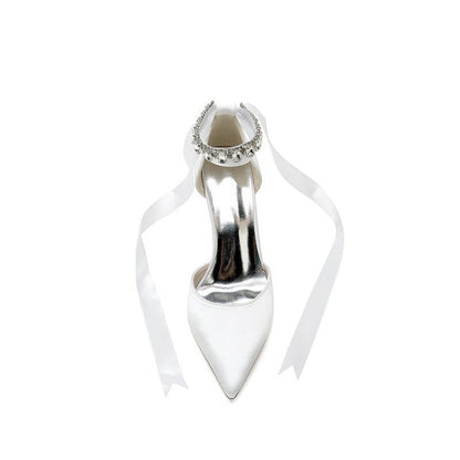 Pointed Toe Stiletto Heels with Ribbon Tie