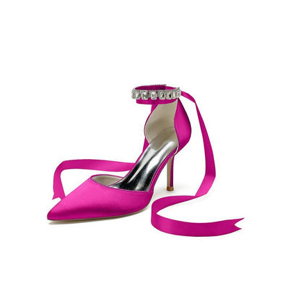 Pointed Toe Stiletto Heels with Ribbon Tie