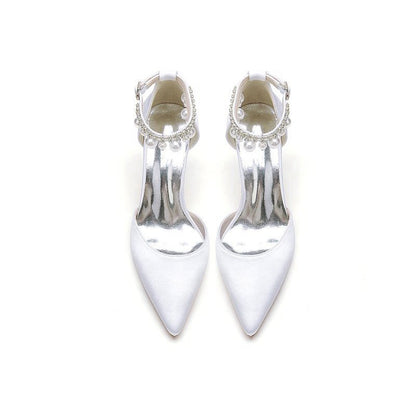 Pointed Toe Wedding Heels with Pearl Tassel