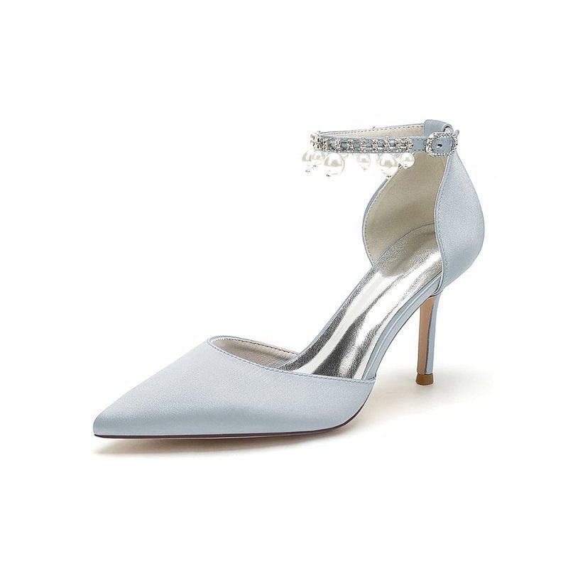 Pointed Toe Wedding Heels with Pearl Tassel
