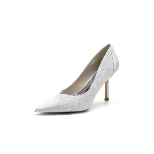 Stiletto Pointy Heels Lace Wedding Shoes