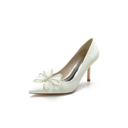 Pointed Toe Wedding Heels with Bow