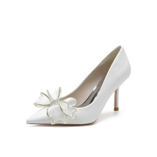 Women's Wedding Shoes Pointed Toe Stiletto Heels With Bow