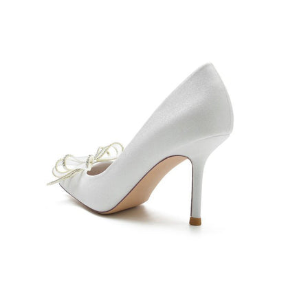 Women's Wedding Shoes Pointed Toe Stiletto Heels With Bow