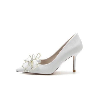 Women's Wedding Shoes Pointed Toe Stiletto Heels With Bow