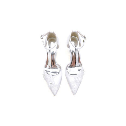 Women's Wedding Shoes Pointed Toe Ankle Strap Stiletto Heels With Lace