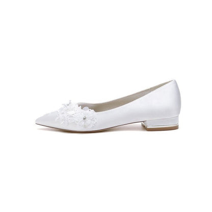 Pointed Toe Low Heels with Lace