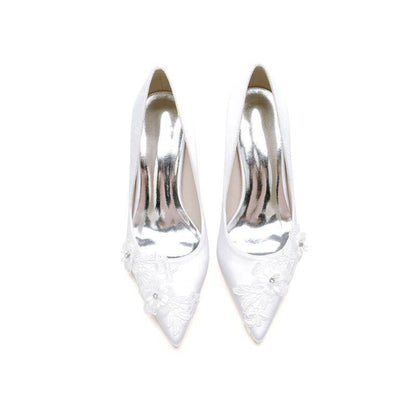 Pointed Toe Low Heels with Lace
