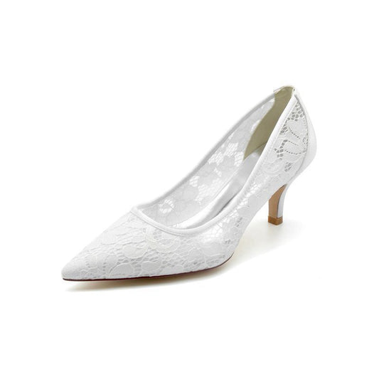 Sexy Pointed Toe High Heels with Lace Mesh Hollow Out