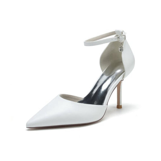 Pointed Toe Sexy Ankle Strap Satin Wedding Shoes