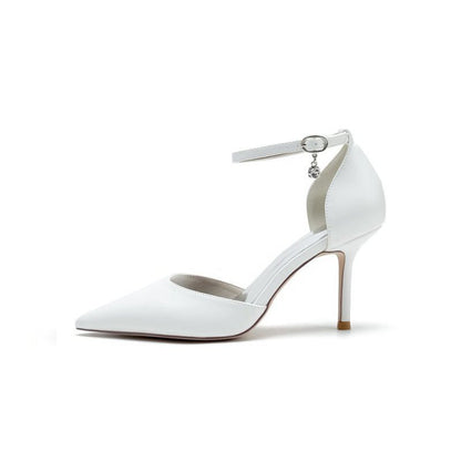 Pointed Toe Sexy Ankle Strap Satin Wedding Shoes