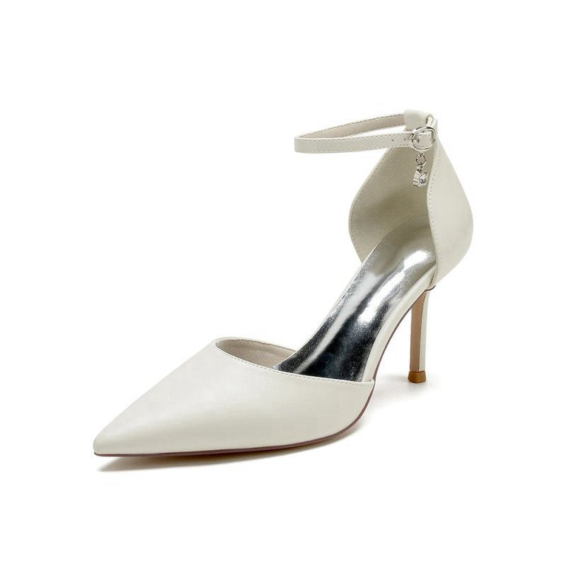 Pointed Toe Sexy Ankle Strap Satin Wedding Shoes