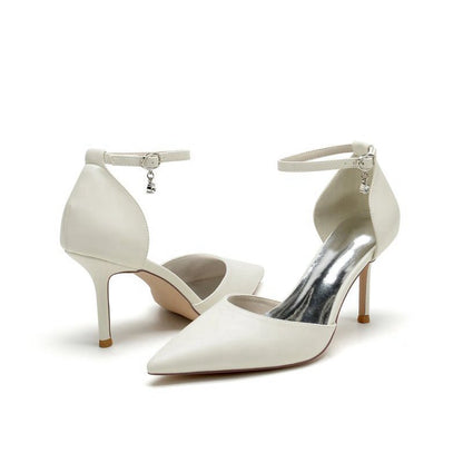 Pointed Toe Sexy Ankle Strap Satin Wedding Shoes
