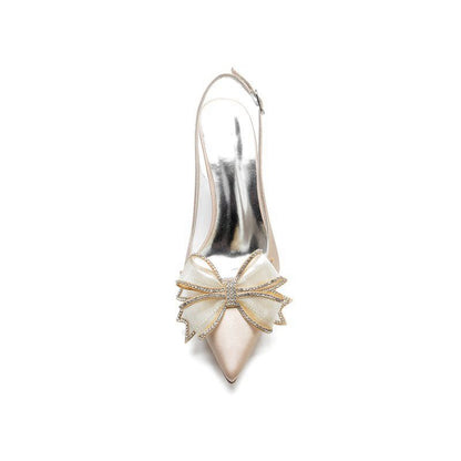 Peep Toe Slingback High Heels with Bow