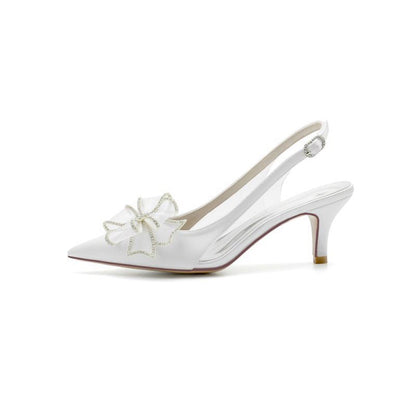 Peep Toe Slingback High Heels with Bow