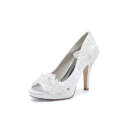 Open Point Toe High Heels with Lace