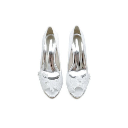 Open Point Toe Wedding Shoes with Lace