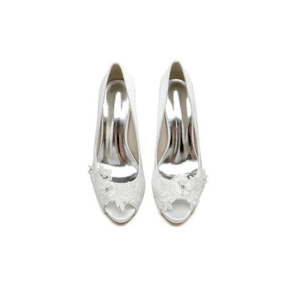 Open Point Toe Wedding Shoes with Lace