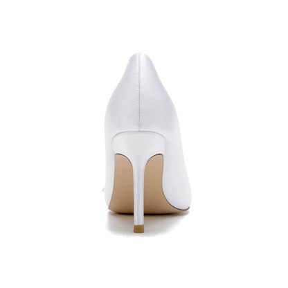 Satin Wedding Shoes Stiletto Heel With Rhinestone Flower
