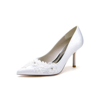 Wedding Shoes Stiletto Heel Satin With Lace