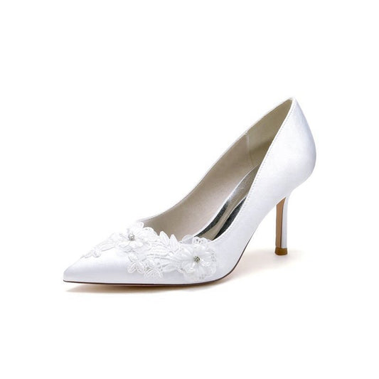 Wedding Shoes Stiletto Heel Satin With Lace