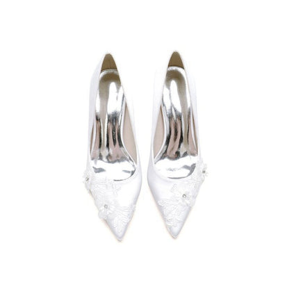 Wedding Shoes Stiletto Heel Satin With Lace