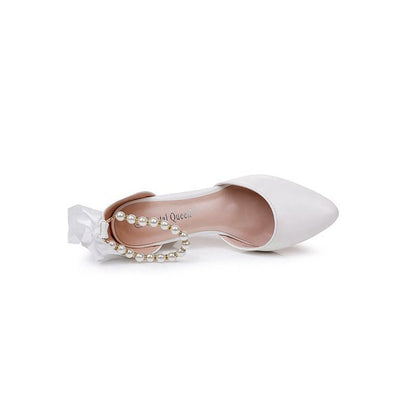 Mid Chunky Heels Pointed Toe Women's Wedding Shoes