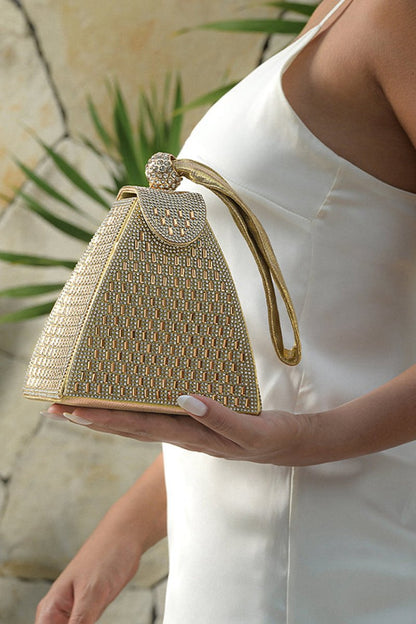 Crystal Gold Pyramid Handbag
