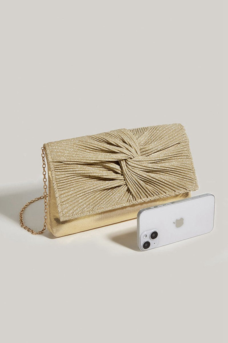 Women's Ruched Glitter Flap Evening Clutch Bags