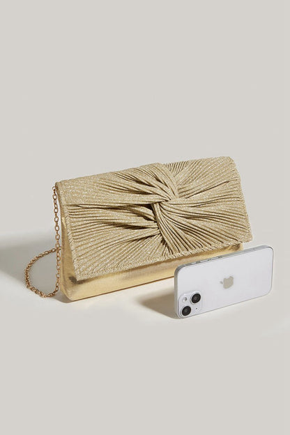 Women's Ruched Glitter Flap Evening Clutch Bags
