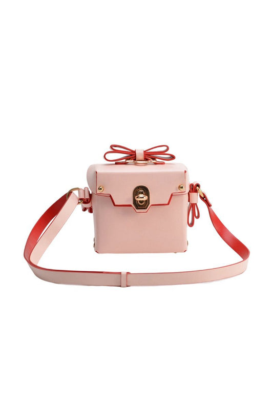 Women's Bowknots Box Shoulder Bags in Vegan Leather